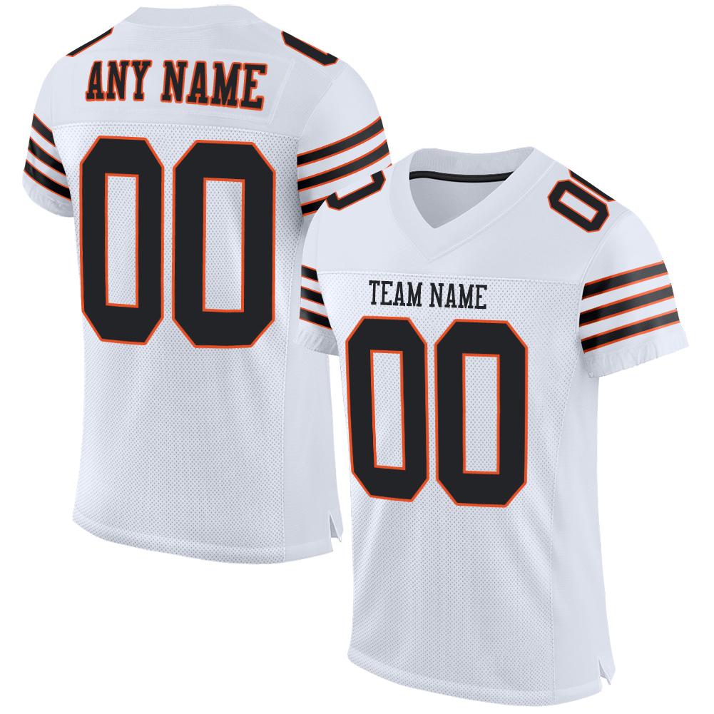 Custom White Black-Orange Classic Style Mesh Authentic American Football Jersey| KXKSHOP