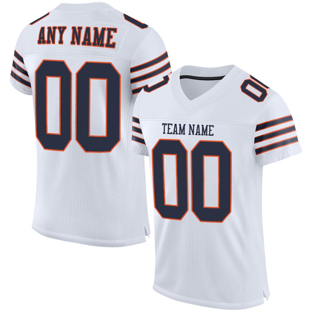Custom White Navy-Orange Classic Style Mesh Authentic American Football Jersey| KXKSHOP