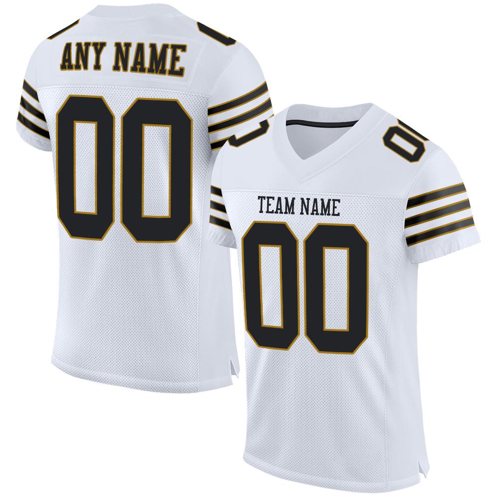 Custom White Black-Old Gold Classic Style Mesh Authentic American Football Jersey| KXKSHOP