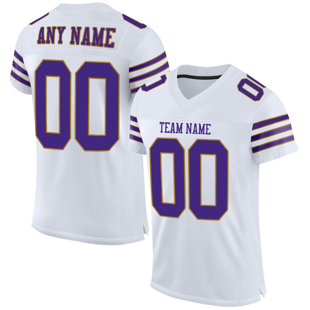 Custom White Purple-Old Gold Classic Style Mesh Authentic American Football Jersey| KXKSHOP