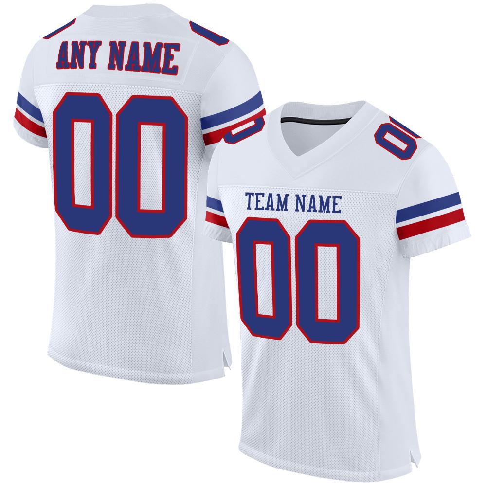 Custom White Royal-Red Classic Style Mesh Authentic American Football Jersey| KXKSHOP
