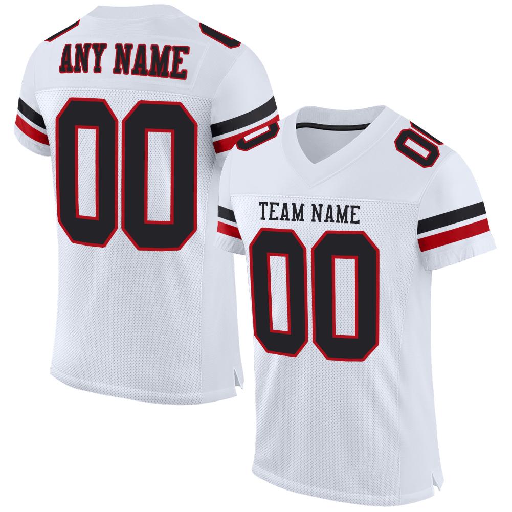 Custom White Black-Red Classic Style Mesh Authentic American Football Jersey| KXKSHOP