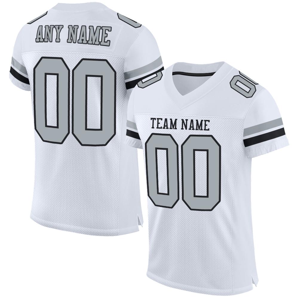 Custom White Silver-Black Classic Style Mesh Authentic American Football Jersey| KXKSHOP